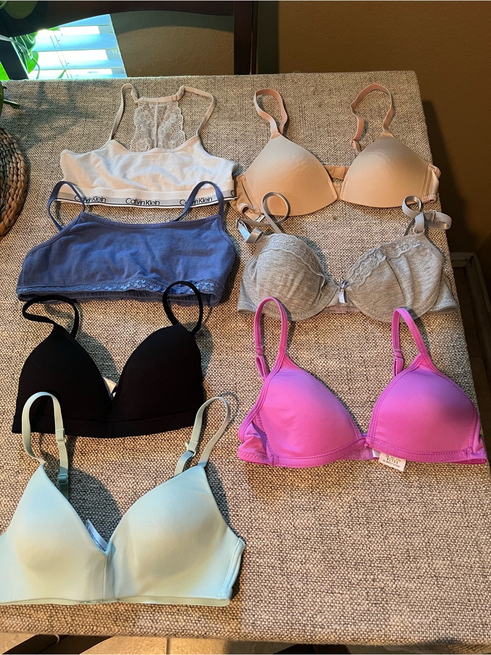 Lot Of 7  Black Grey Blue Padded Bras Sports Bras Women Girls Sz 30A
